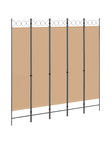 Paravento a 5 Pannelli Beige 200 x 200 cm Tessuto