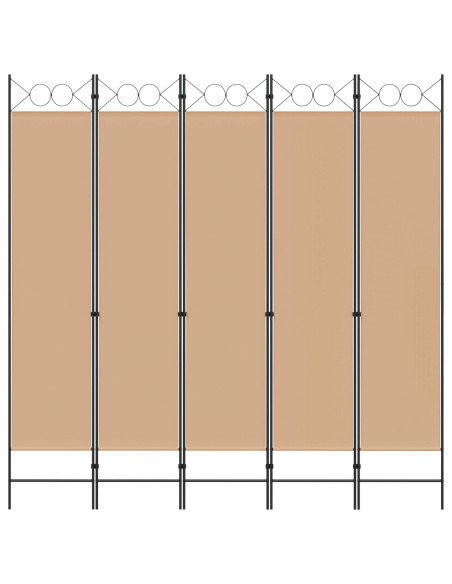 Paravento a 5 Pannelli Beige 200 x 200 cm Tessuto
