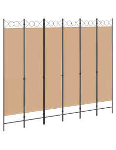 Divisore per Stanza a 6 Pannelli Beige 240 x 200 cm Tessuto 2