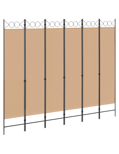 Divisore per Stanza a 6 Pannelli Beige 240 x 200 cm Tessuto