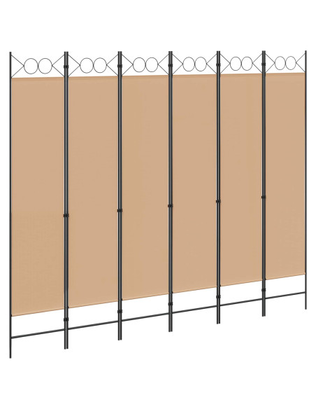 Divisore per Stanza a 6 Pannelli Beige 240 x 200 cm Tessuto