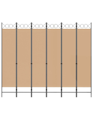 Divisore per Stanza a 6 Pannelli Beige 240 x 200 cm Tessuto