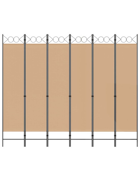 Divisore per Stanza a 6 Pannelli Beige 240 x 200 cm Tessuto