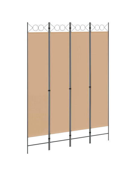 Paravento a 4 Pannelli Beige 160 x 220 cm Tessuto