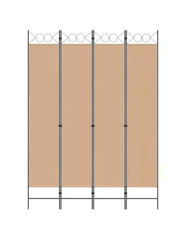 Paravento a 4 Pannelli Beige 160 x 220 cm Tessuto