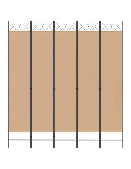 Paravento a 5 Pannelli Beige 200 x 220 cm Tessuto