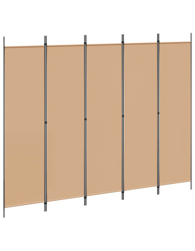 Paravento a 5 Pannelli Beige 250 x 200 cm Tessuto