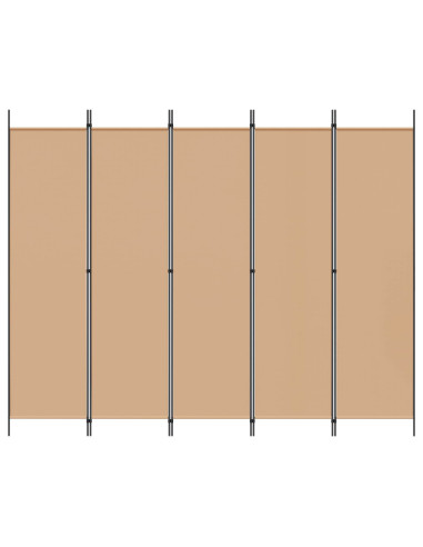 Paravento a 5 Pannelli Beige 250 x 200 cm Tessuto