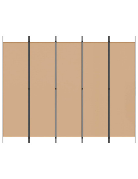Paravento a 5 Pannelli Beige 250 x 200 cm Tessuto