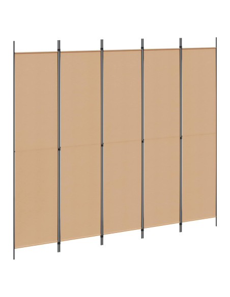 Paravento a 5 Pannelli Beige 250 x 220 cm Tessuto