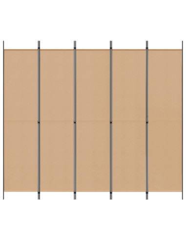Paravento a 5 Pannelli Beige 250 x 220 cm Tessuto