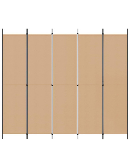 Paravento a 5 Pannelli Beige 250 x 220 cm Tessuto