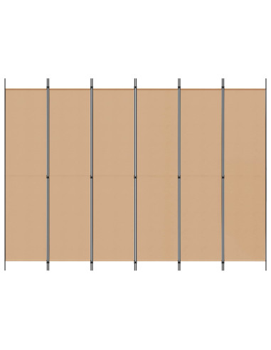 Divisore per Stanza a 6 Pannelli Beige 300 x 220 cm Tessuto
