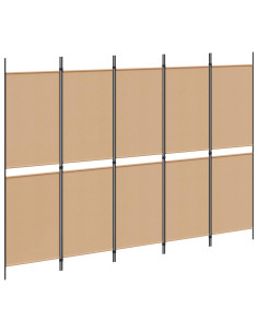 Paravento a 5 Pannelli Beige 250 x 180 cm Tessuto 2