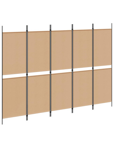 Paravento a 5 Pannelli Beige 250 x 180 cm Tessuto