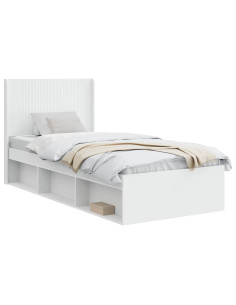 Struttura del letto con stoccaggio e testata Bianco 90 x 190 cm 2