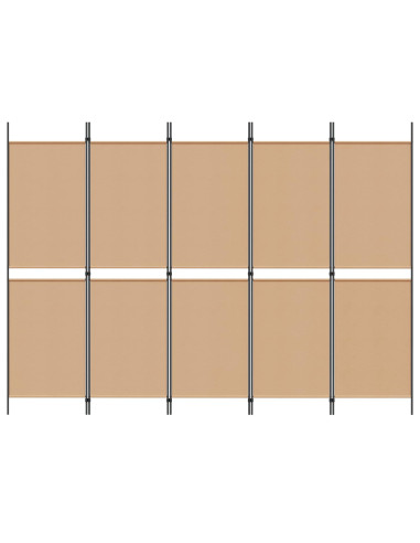 Paravento a 5 Pannelli Beige 250 x 180 cm Tessuto