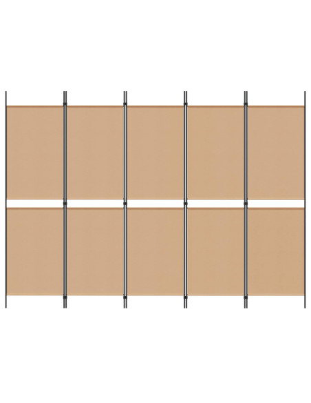 Paravento a 5 Pannelli Beige 250 x 180 cm Tessuto