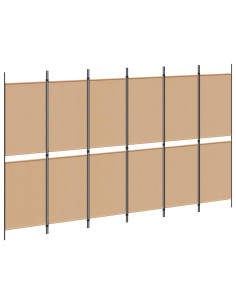 Divisore per Stanza a 6 Pannelli Beige 300 x 180 cm Tessuto 2