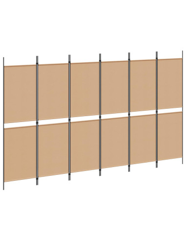 Divisore per Stanza a 6 Pannelli Beige 300 x 180 cm Tessuto