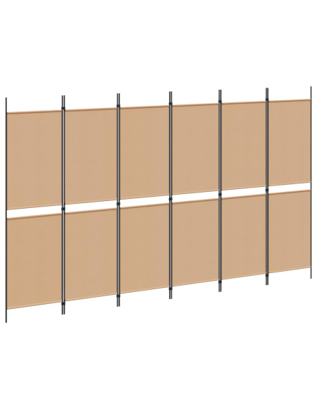 Divisore per Stanza a 6 Pannelli Beige 300 x 180 cm Tessuto