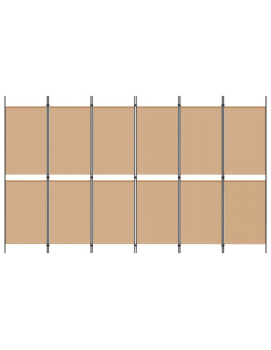 Divisore per Stanza a 6 Pannelli Beige 300 x 180 cm Tessuto
