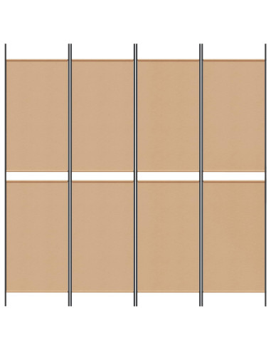 Paravento a 4 Pannelli Beige 200 x 200 cm Tessuto