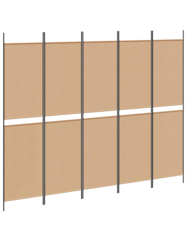 Pannello divisorio a 5 parti Beige 250 x 200 cm Tessuto