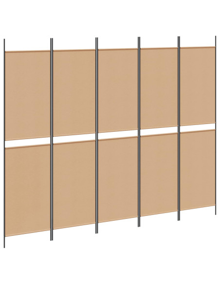 Pannello divisorio a 5 parti Beige 250 x 200 cm Tessuto