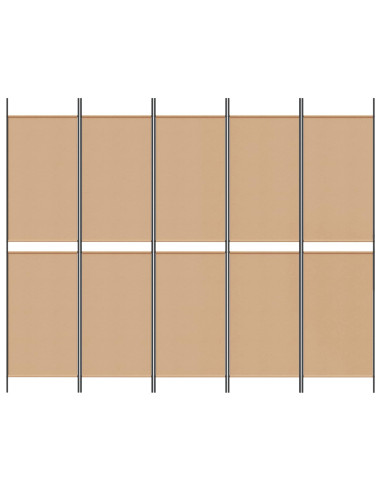 Pannello divisorio a 5 parti Beige 250 x 200 cm Tessuto