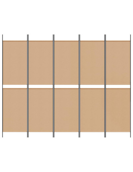 Pannello divisorio a 5 parti Beige 250 x 200 cm Tessuto