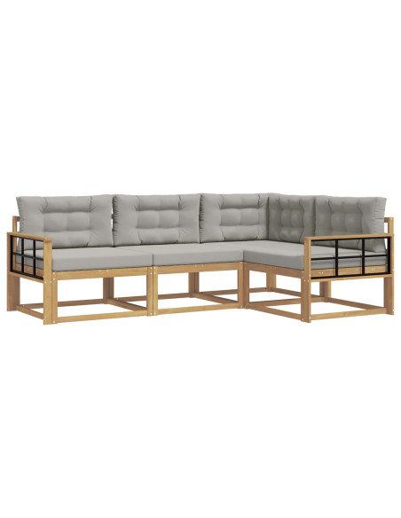 Set di divani da esterno 3 pcs Bianco e Grigio Chiaro
