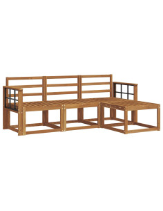 Set di divani 4 pcs Naturale Legno di Acacia Massello 2