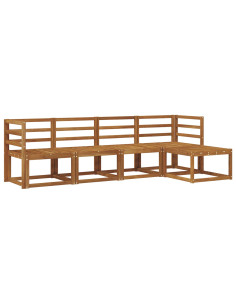 Set di divani 5 pcs Naturale Legno di Acacia Massello 2