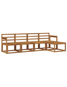Set di divani 5 pcs Naturale Legno di Acacia Massello 2