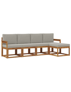 Set di divani 5 pcs Grigio Naturale e Chiaro 2