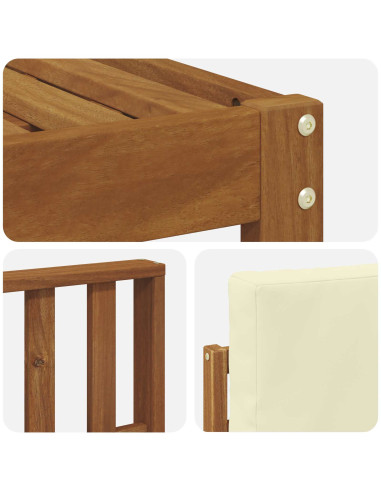 Set di divani 5 pcs Naturale e Crema Legno di Acacia Massello