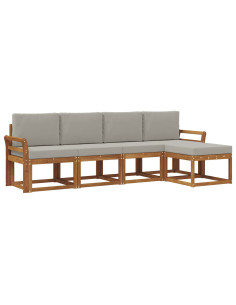 Set di divani 5 pcs Grigio Naturale e Chiaro 2