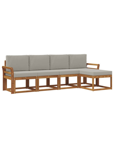 Set di divani 5 pcs Grigio Naturale e Chiaro