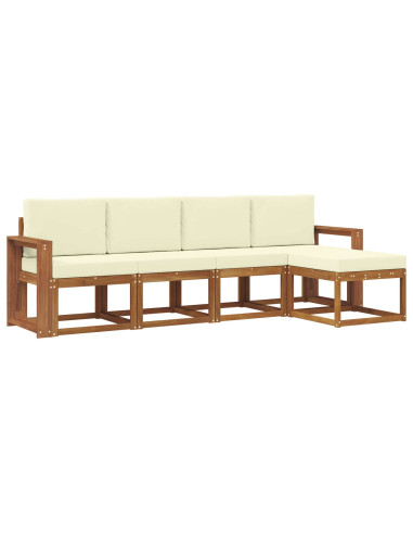 Set di divani 5 pcs Naturale e Crema Legno di Acacia Massello