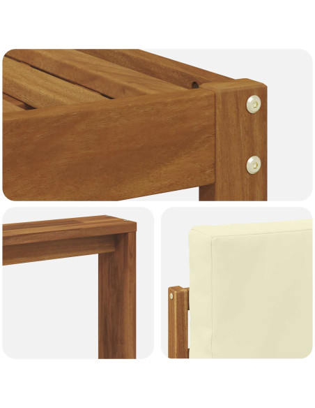 Set di divani 5 pcs Naturale e Crema Legno di Acacia Massello