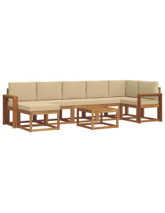 Set di divani con cuscino 8 pcs Naturale e Beige 2