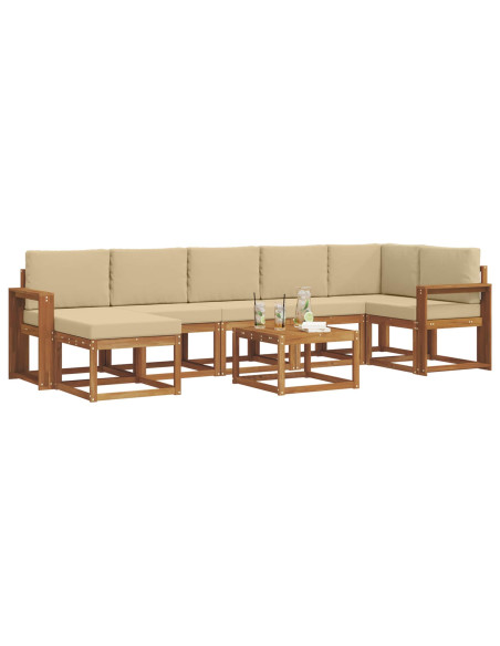Set di divani con cuscino 8 pcs Naturale e Beige