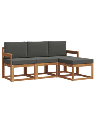 Set di divani da esterno con cuscino 4 pcs Naturale e Antracite