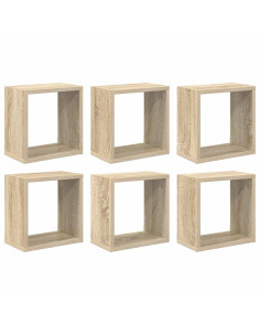 Mensole Parete a Cubo 6 pz Rovere Sonoma 26x15x26 cm 2