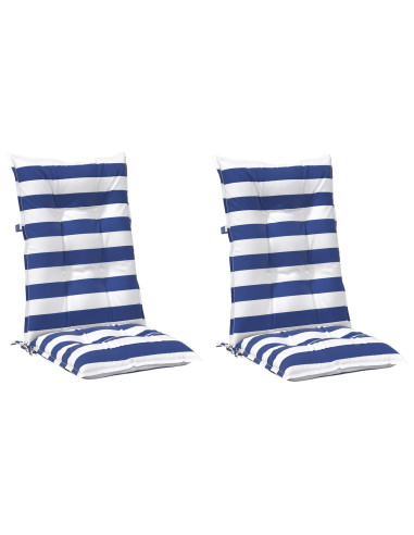 Cuscino da Esterno 2 pcs Blu e Bianco 120 x 50 x 7 cm Tessuto