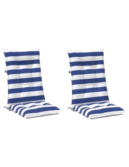 Cuscino da Esterno 2 pcs Blu e Bianco 120 x 50 x 7 cm Tessuto