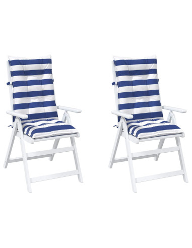 Cuscino da Esterno 2 pcs Blu e Bianco 120 x 50 x 7 cm Tessuto