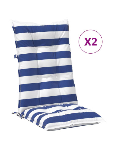 Cuscino da Esterno 2 pcs Blu e Bianco 120 x 50 x 7 cm Tessuto