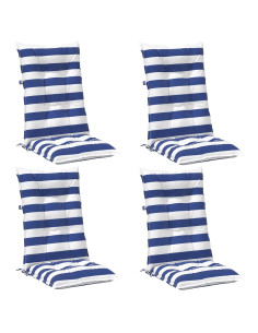 Cuscino da Esterno 4 pcs Blu e Bianco 120 x 50 x 7 cm Tessuto 2